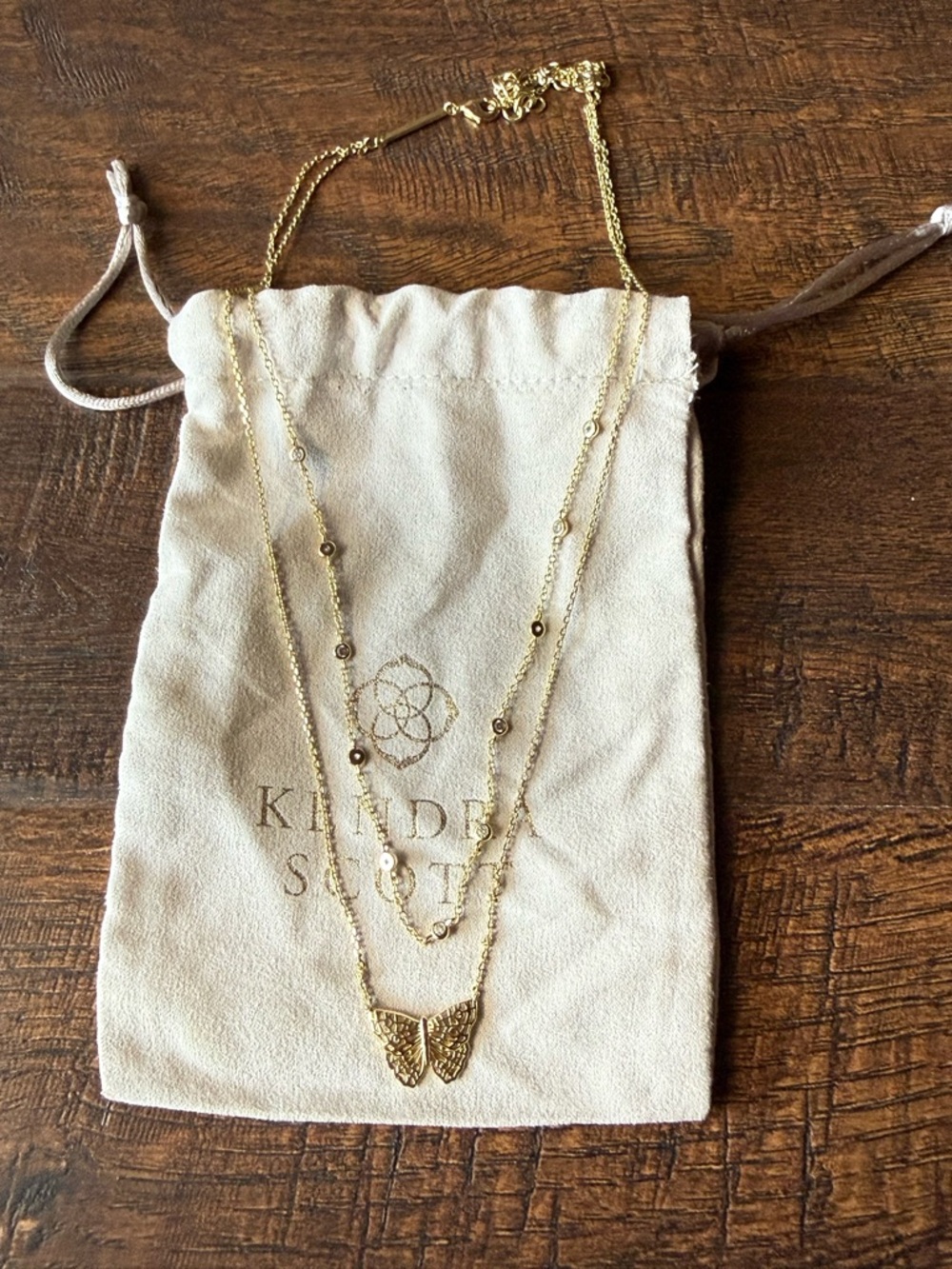 Kendra Scott Gold Double-Layer Butterfly Necklace